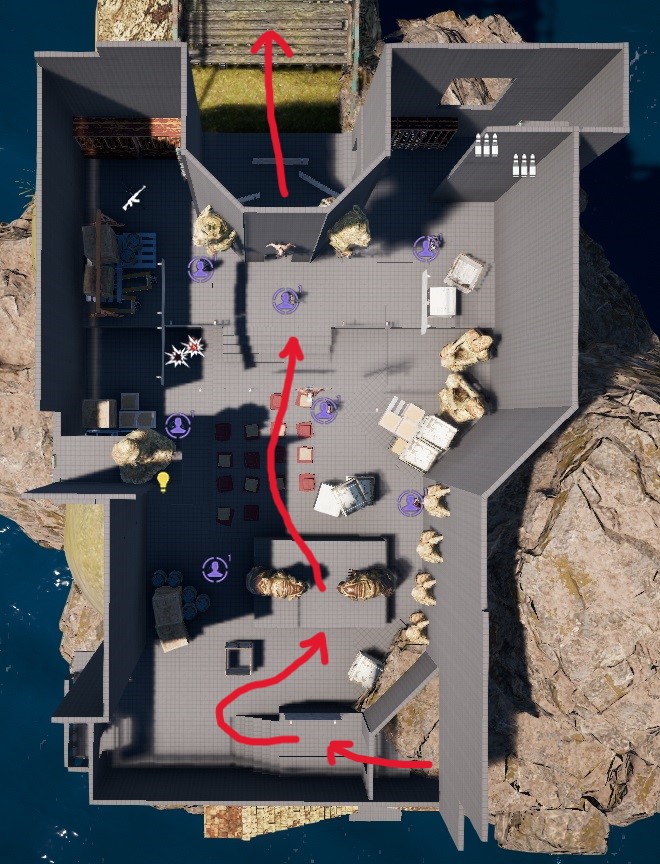 Edificio entrada - Assault - Lineas